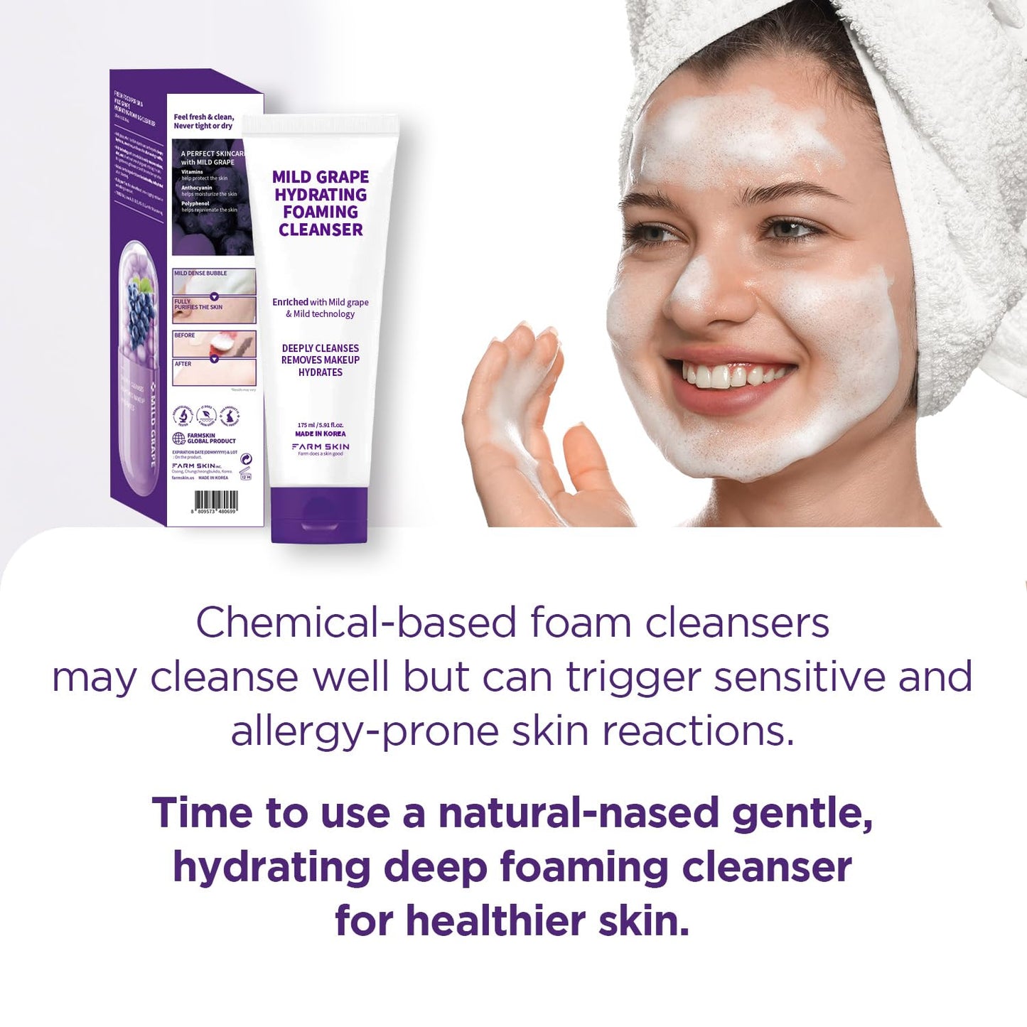 Mild Grape Hydrating Foaming Cleanser 175ml