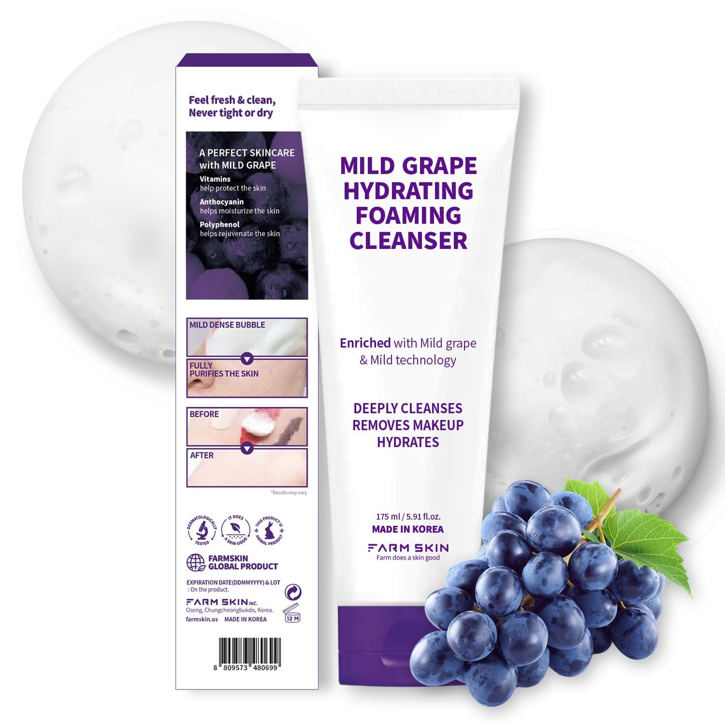 Mild Grape Hydrating Foaming Cleanser 175ml
