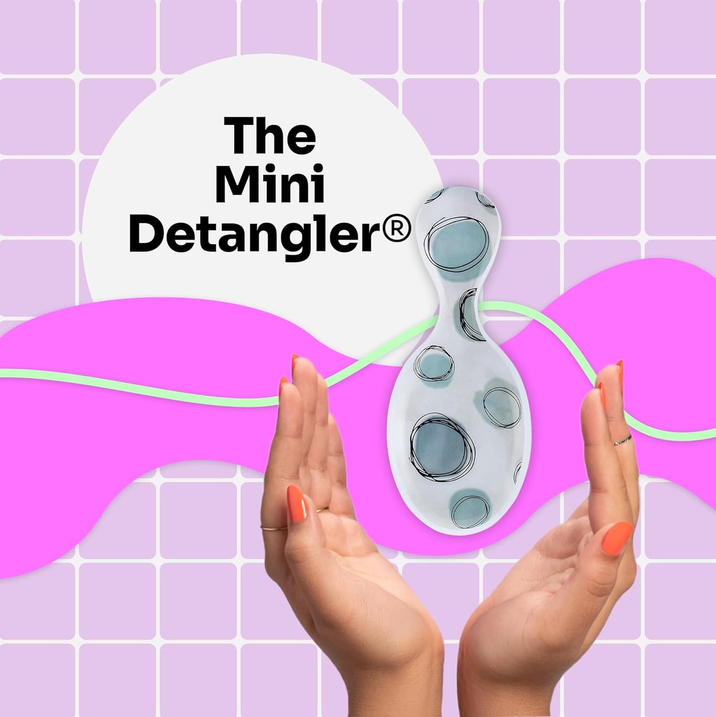 Watercolor Motif Original Detangler Mini - Teal Dots