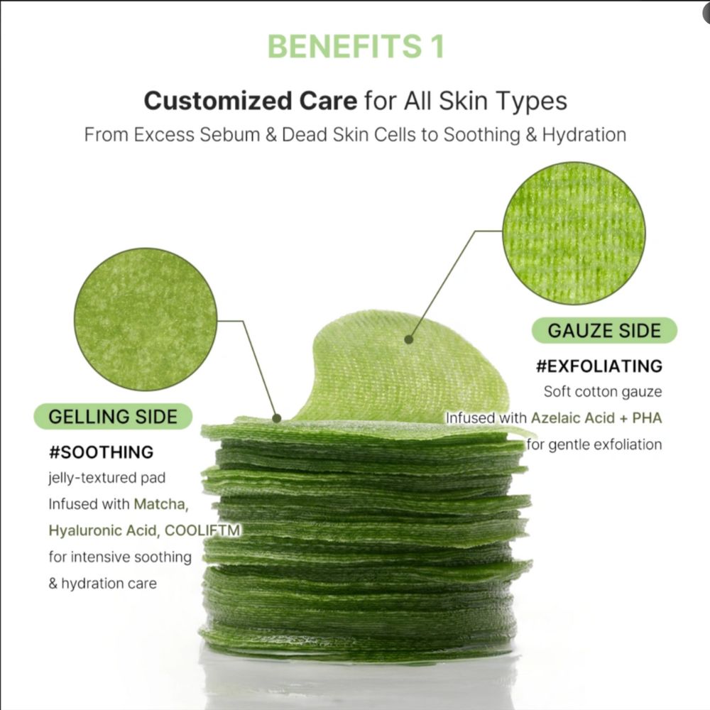 Azelaic Acid Matcha 1000 Calming Gauze Gel Toner Pad