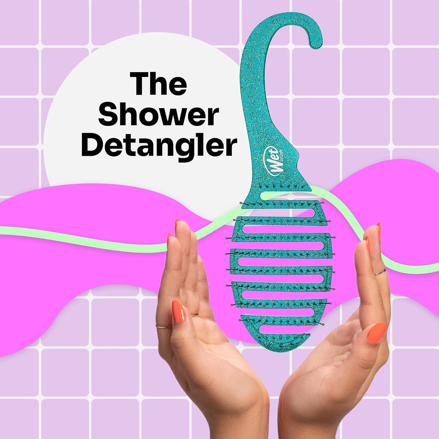 Shower Detangler - Green Glitter
